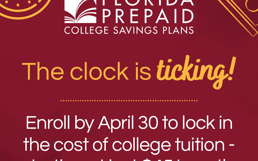 Florida Prepaid college savings plans. Enroll by April 30 to lock in the cost of college tuition- starting at just $45/month.